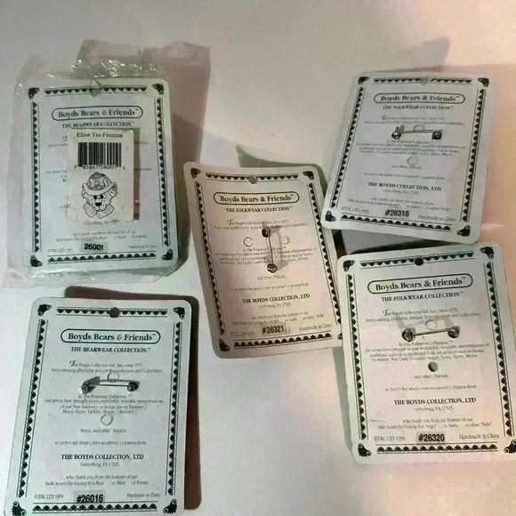 Vtg 1995 Boyds Bearwear & Folkwear  Brooch Lapel Pin - Lot Of 5 - Picture 7 of 12